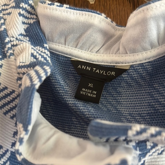 Ann Taylor Blue and White Plaid Sleeveless Blouse - Picture 3 of 3